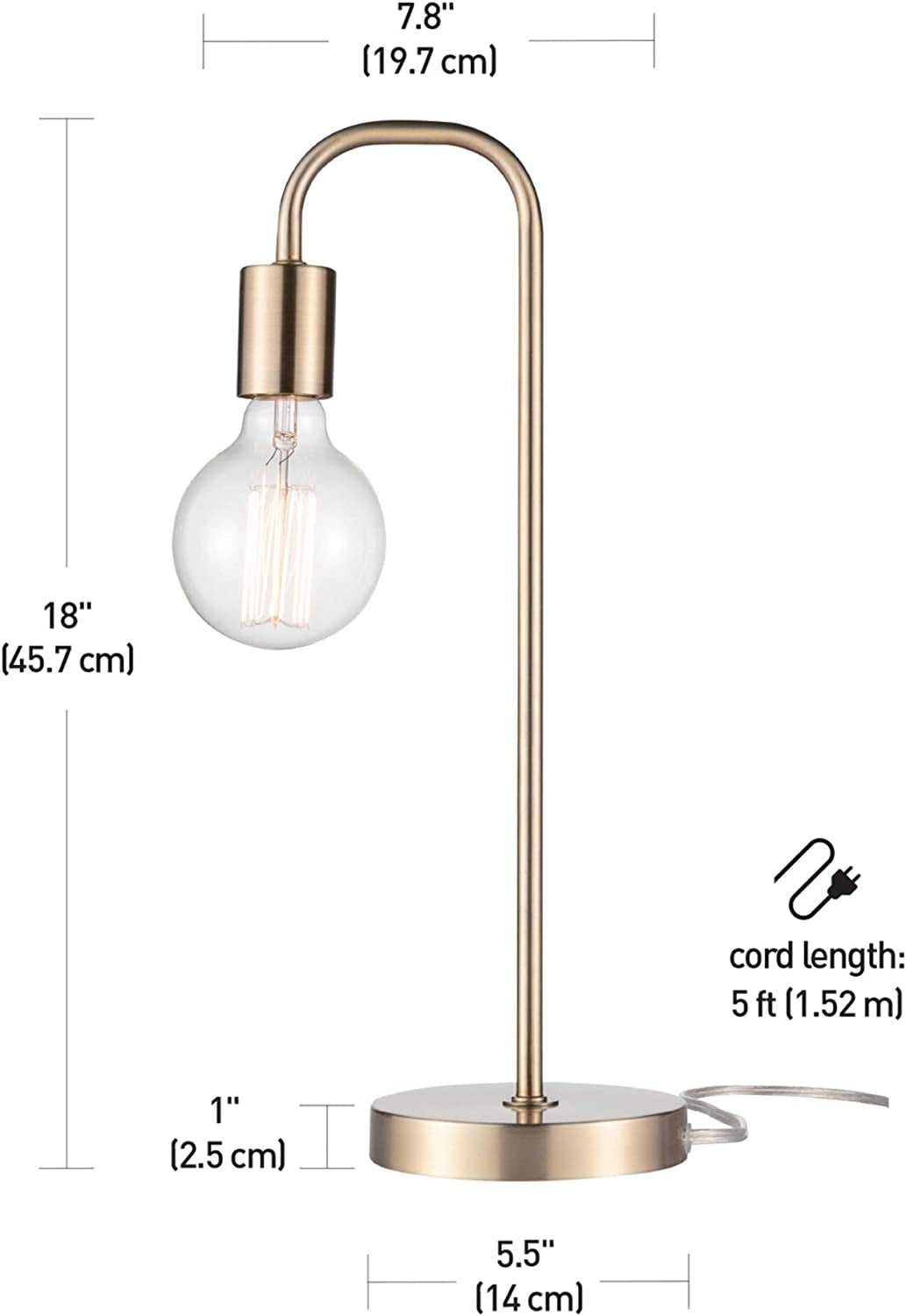 67433 Holden 18" Table Lamp, Matte Brass, Modern, Night Stand, Bedroom Décor, Living Room, Bedside Light