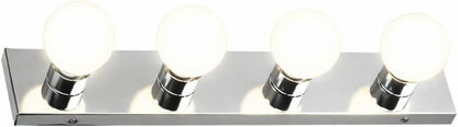 Vanity Lighting, Steel Construction, 4 Vanity Lights, Dimmable, Uses Four 60W Bulbs, Polished Chrome, 24.0 In. W X 4.3 In. H X 2.0 In. D, 500892