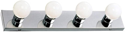 Vanity Lighting, Steel Construction, 4 Vanity Lights, Dimmable, Uses Four 60W Bulbs, Polished Chrome, 24.0 In. W X 4.3 In. H X 2.0 In. D, 500892